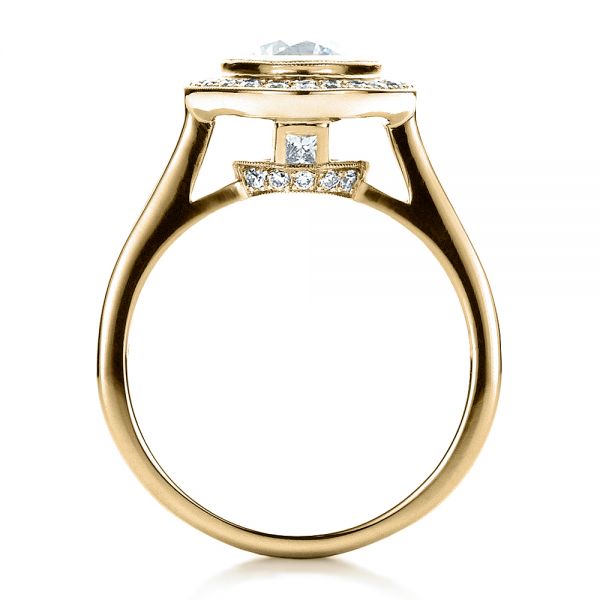 14k Yellow Gold 14k Yellow Gold Custom Halo Engagement Ring - Front View - 1450