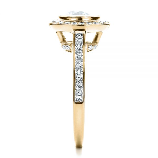 14k Yellow Gold 14k Yellow Gold Custom Halo Engagement Ring - Side View -  1450