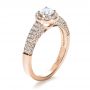 14k Rose Gold 14k Rose Gold Custom Halo Micro-pave Diamond Engagement Ring - Three-Quarter View -  1230 - Thumbnail
