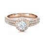 14k Rose Gold 14k Rose Gold Custom Halo Micro-pave Diamond Engagement Ring - Flat View -  1230 - Thumbnail