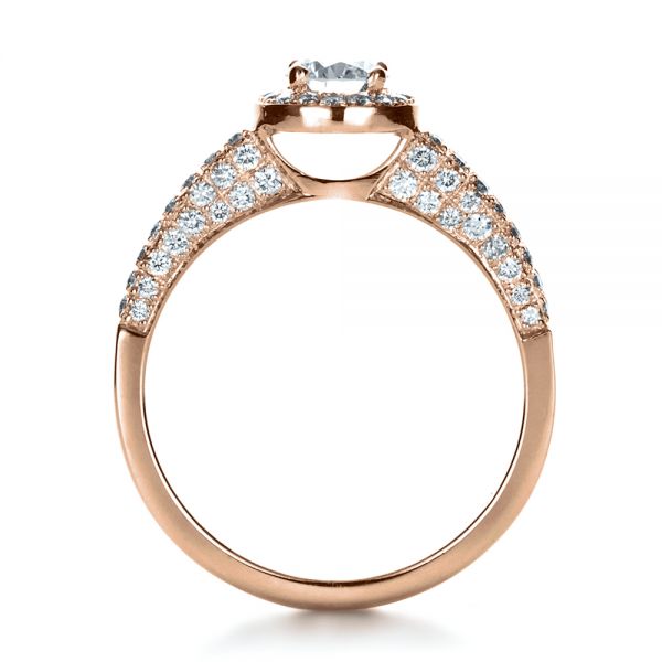 14k Rose Gold 14k Rose Gold Custom Halo Micro-pave Diamond Engagement Ring - Front View -  1230