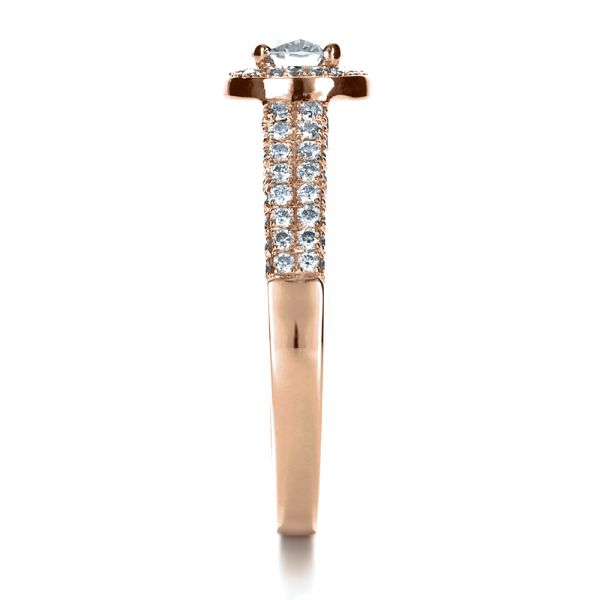 14k Rose Gold 14k Rose Gold Custom Halo Micro-pave Diamond Engagement Ring - Side View -  1230