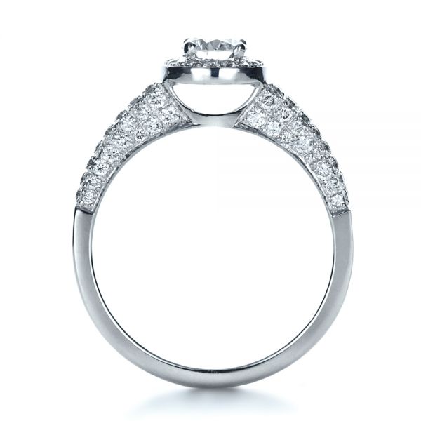 18k White Gold 18k White Gold Custom Halo Micro-pave Diamond Engagement Ring - Front View -  1230