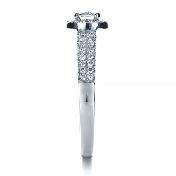 14k White Gold Custom Halo Micro-pave Diamond Engagement Ring - Side View - 1230