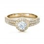 18k Yellow Gold 18k Yellow Gold Custom Halo Micro-pave Diamond Engagement Ring - Flat View -  1230 - Thumbnail