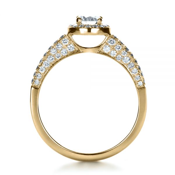 18k Yellow Gold 18k Yellow Gold Custom Halo Micro-pave Diamond Engagement Ring - Front View -  1230