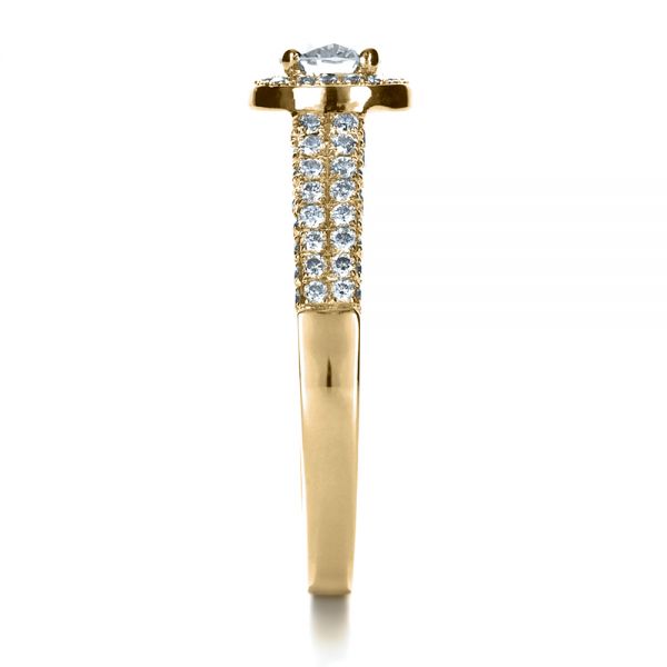 18k Yellow Gold 18k Yellow Gold Custom Halo Micro-pave Diamond Engagement Ring - Side View -  1230