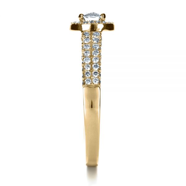 14k Yellow Gold 14k Yellow Gold Custom Halo Micro-pave Diamond Engagement Ring - Side View -  1230
