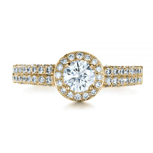 14k Yellow Gold 14k Yellow Gold Custom Halo Micro-pave Diamond Engagement Ring - Top View -  1230