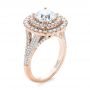 18k Rose Gold 18k Rose Gold Custom Halo Pave Diamond Engagement Ring - Three-Quarter View -  104254 - Thumbnail