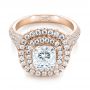 18k Rose Gold 18k Rose Gold Custom Halo Pave Diamond Engagement Ring - Flat View -  104254 - Thumbnail