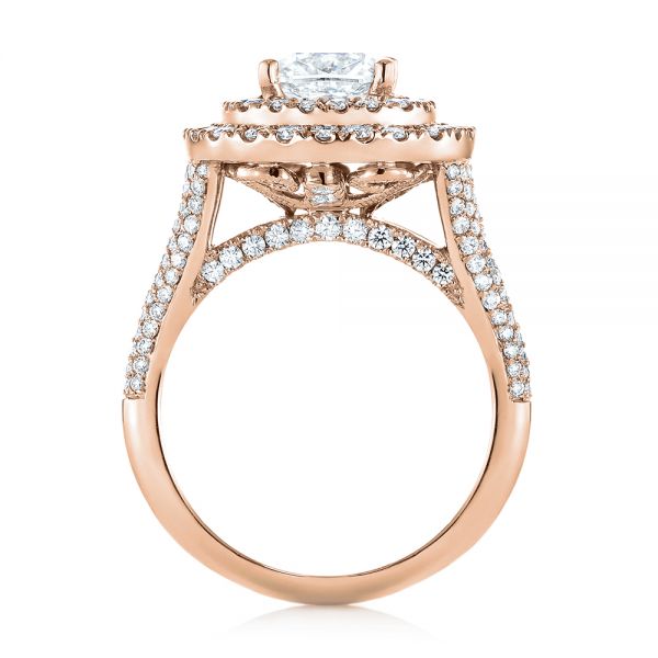 14k Rose Gold 14k Rose Gold Custom Halo Pave Diamond Engagement Ring - Front View -  104254