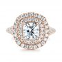 18k Rose Gold 18k Rose Gold Custom Halo Pave Diamond Engagement Ring - Top View -  104254 - Thumbnail