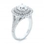  Platinum Custom Halo Pave Diamond Engagement Ring - Three-Quarter View -  104254 - Thumbnail