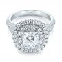 Platinum Custom Halo Pave Diamond Engagement Ring - Flat View -  104254 - Thumbnail