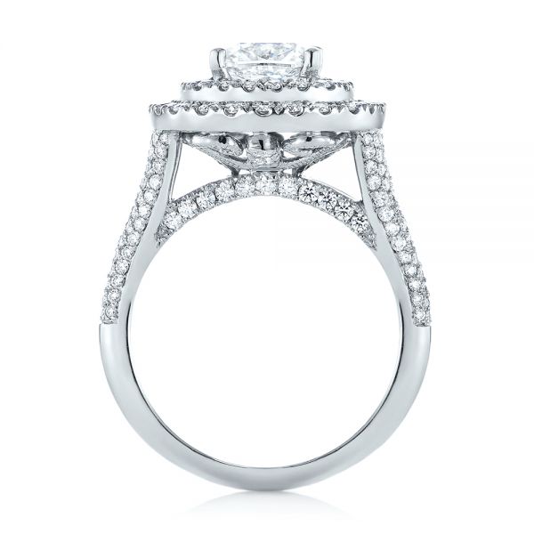 Platinum Custom Halo Pave Diamond Engagement Ring - Front View - 104254