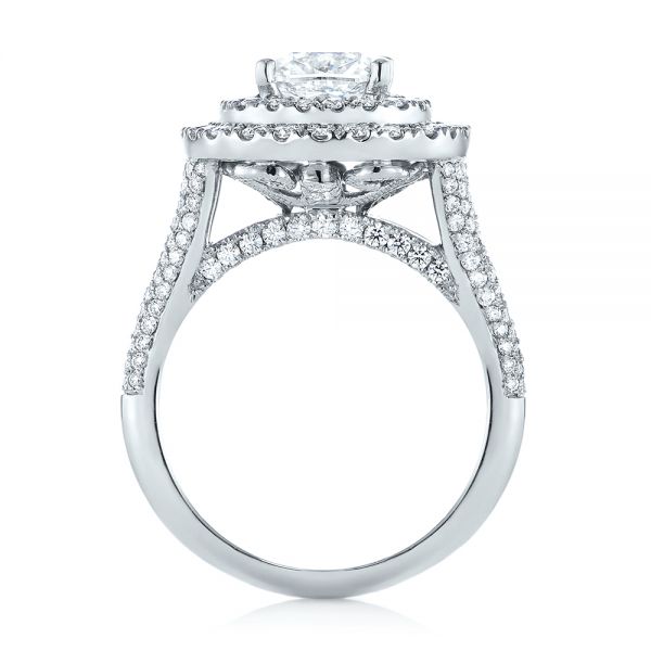 18k White Gold 18k White Gold Custom Halo Pave Diamond Engagement Ring - Front View -  104254