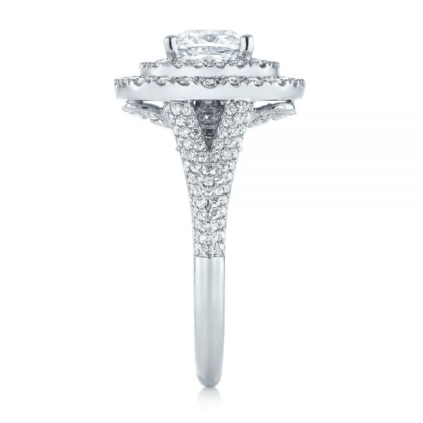 Platinum Custom Halo Pave Diamond Engagement Ring - Side View - 104254
