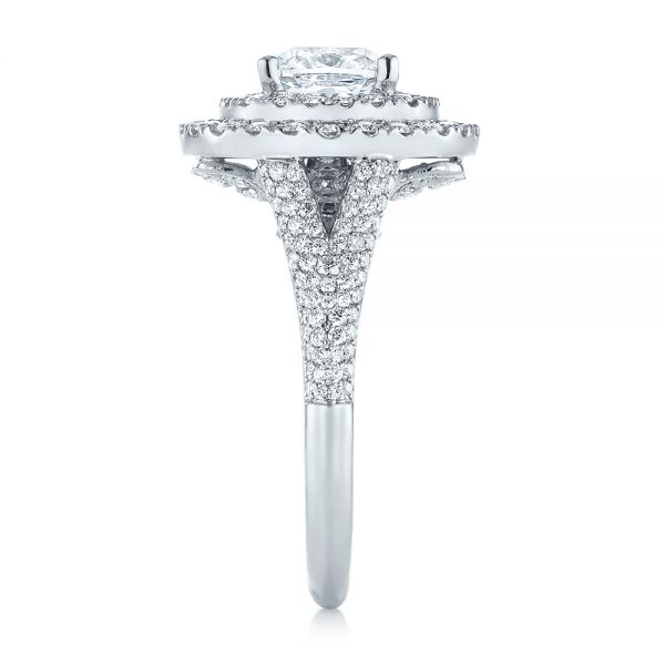 18k White Gold 18k White Gold Custom Halo Pave Diamond Engagement Ring - Side View -  104254