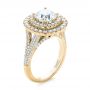 18k Yellow Gold 18k Yellow Gold Custom Halo Pave Diamond Engagement Ring - Three-Quarter View -  104254 - Thumbnail