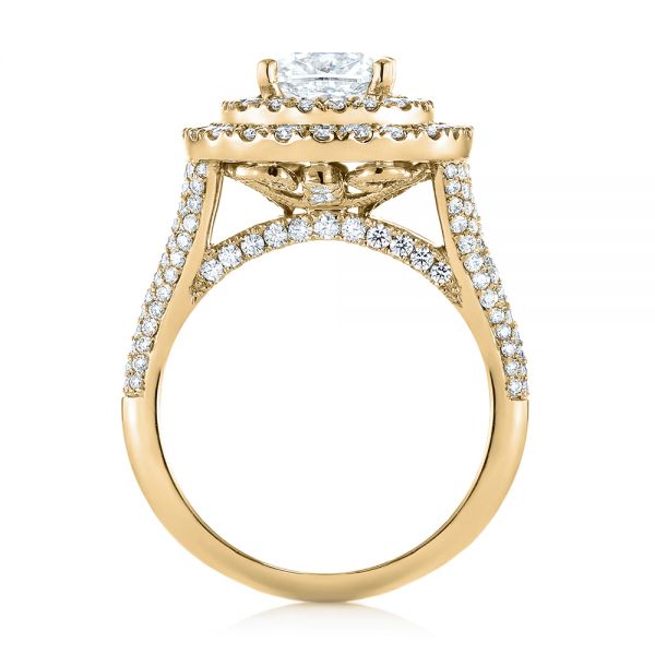 14k Yellow Gold 14k Yellow Gold Custom Halo Pave Diamond Engagement Ring - Front View -  104254
