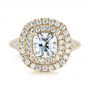 14k Yellow Gold 14k Yellow Gold Custom Halo Pave Diamond Engagement Ring - Top View -  104254 - Thumbnail