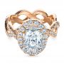 18k Rose Gold Custom Halo Engagement Ring - Flat View -  1390 - Thumbnail