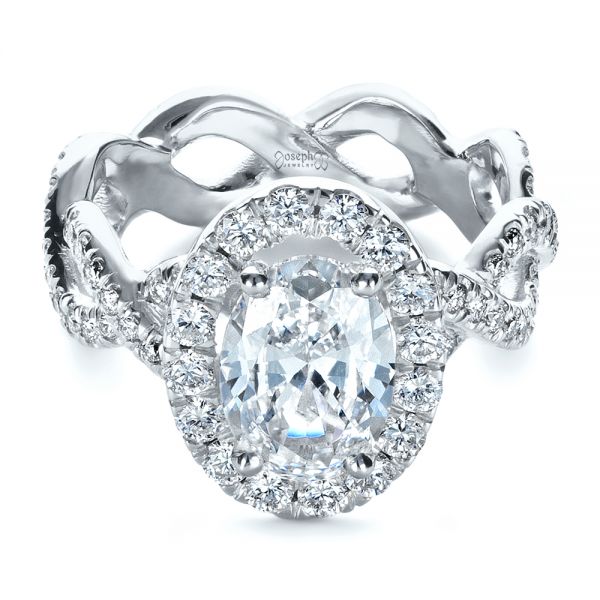  Platinum Platinum Custom Halo Engagement Ring - Flat View -  1390