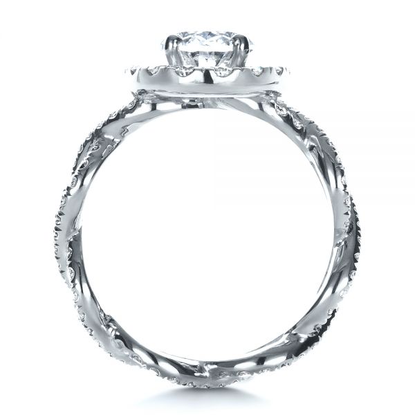 14k White Gold 14k White Gold Custom Halo Engagement Ring - Front View -  1390