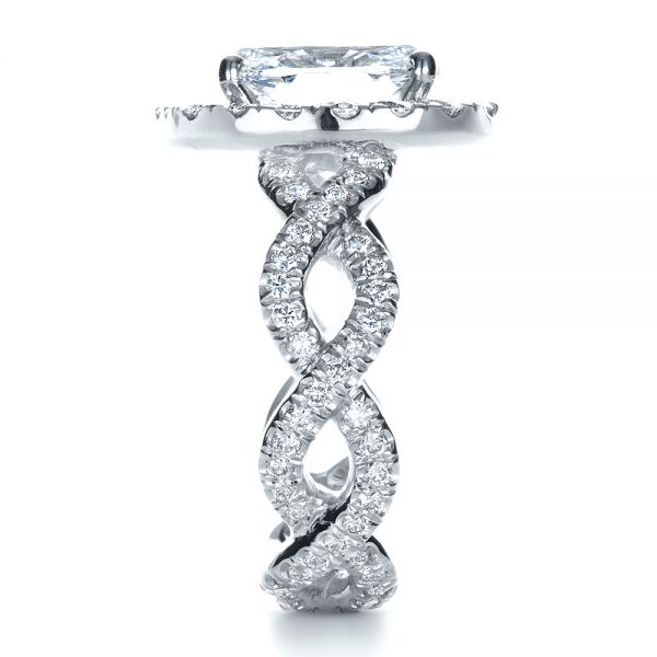 18k White Gold 18k White Gold Custom Halo Engagement Ring - Side View -  1390