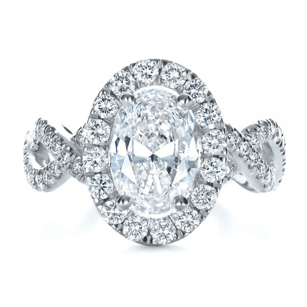 Platinum Platinum Custom Halo Engagement Ring - Top View - 1390