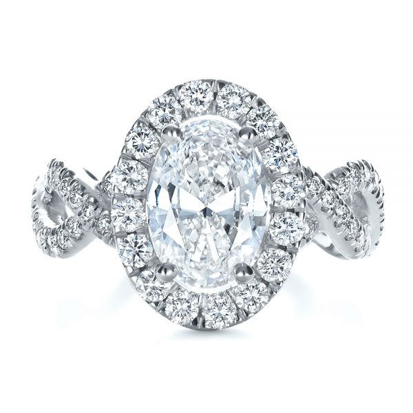  Platinum Platinum Custom Halo Engagement Ring - Top View -  1390