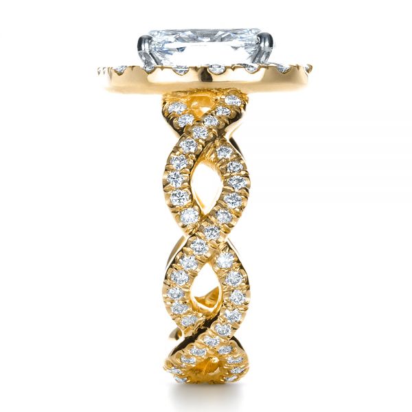 18k Yellow Gold 18k Yellow Gold Custom Halo Engagement Ring - Side View -  1390