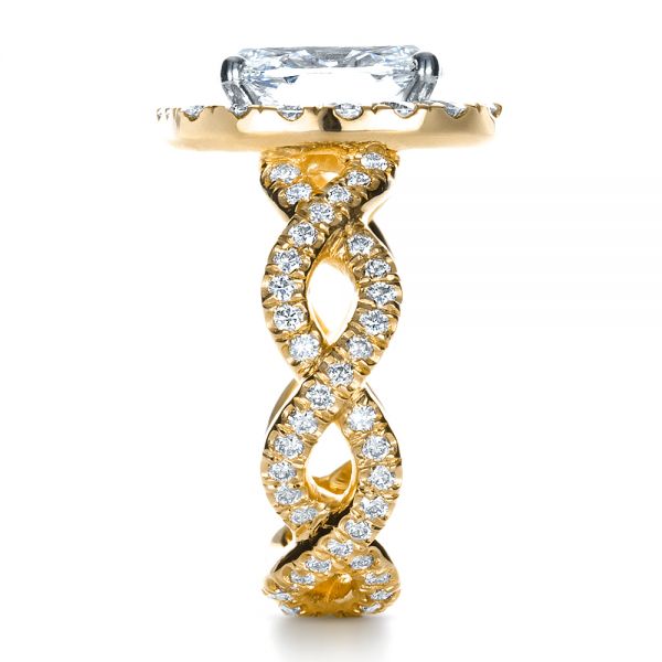 18k Yellow Gold 18k Yellow Gold Custom Halo Engagement Ring - Side View - 1390