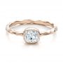 18k Rose Gold 18k Rose Gold Custom Hammered Engagement Ring - Flat View -  100300 - Thumbnail