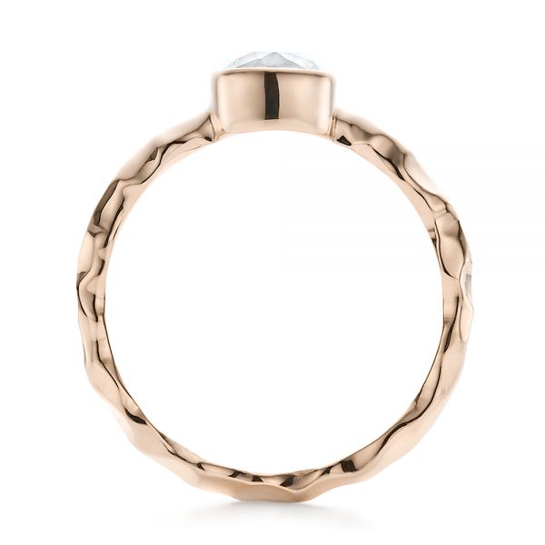 18k Rose Gold 18k Rose Gold Custom Hammered Engagement Ring - Front View -  100300