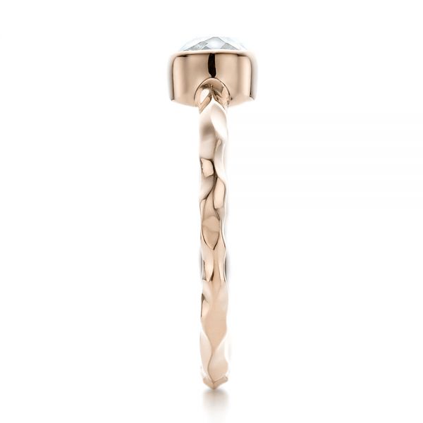 18k Rose Gold 18k Rose Gold Custom Hammered Engagement Ring - Side View -  100300