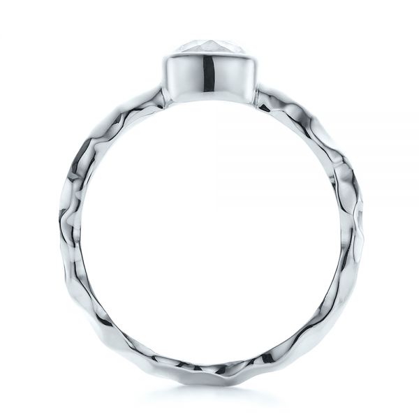 14k White Gold 14k White Gold Custom Hammered Engagement Ring - Front View -  100300