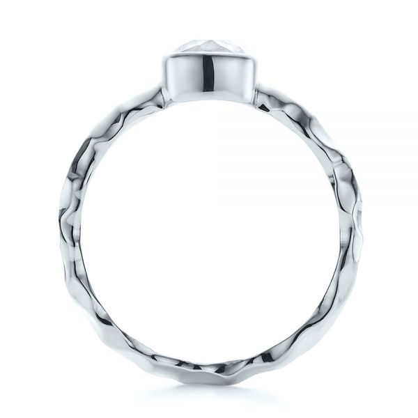 14k White Gold 14k White Gold Custom Hammered Engagement Ring - Front View - 100300