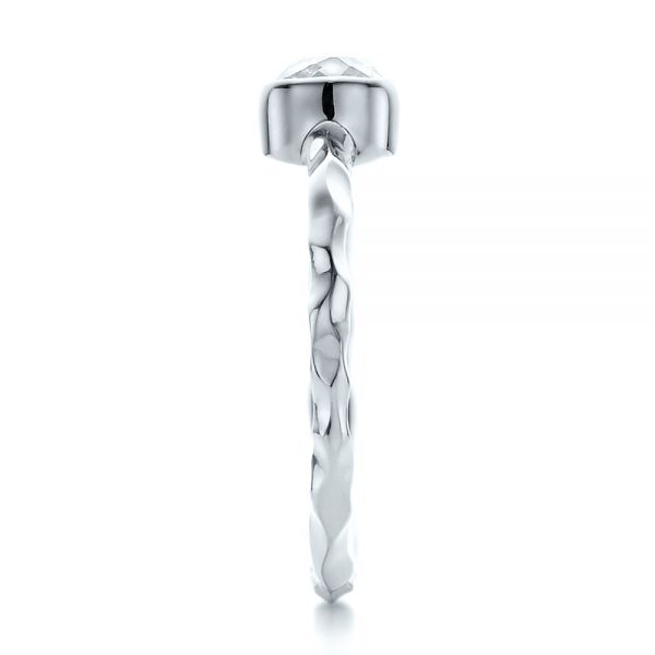 14k White Gold 14k White Gold Custom Hammered Engagement Ring - Side View - 100300