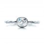 14k White Gold 14k White Gold Custom Hammered Engagement Ring - Top View -  100300 - Thumbnail