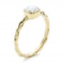 14k Yellow Gold Custom Hammered Engagement Ring - Three-Quarter View -  100300 - Thumbnail