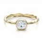 18k Yellow Gold 18k Yellow Gold Custom Hammered Engagement Ring - Flat View -  100300 - Thumbnail