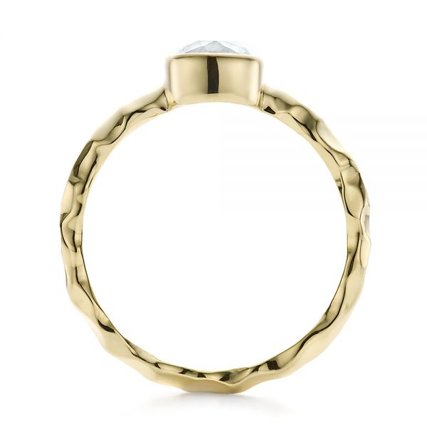 14k Yellow Gold Custom Hammered Engagement Ring - Front View -  100300