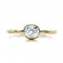 14k Yellow Gold Custom Hammered Engagement Ring - Top View -  100300 - Thumbnail