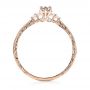18k Rose Gold 18k Rose Gold Custom Hand Engraved Aquamarine And Diamond Engagement Ring - Front View -  100628 - Thumbnail