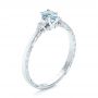  Platinum Platinum Custom Hand Engraved Aquamarine And Diamond Engagement Ring - Three-Quarter View -  100628 - Thumbnail