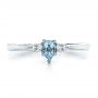 18k White Gold 18k White Gold Custom Hand Engraved Aquamarine And Diamond Engagement Ring - Top View -  100628 - Thumbnail