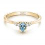 18k Yellow Gold 18k Yellow Gold Custom Hand Engraved Aquamarine And Diamond Engagement Ring - Flat View -  100628 - Thumbnail