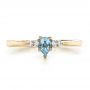 14k Yellow Gold 14k Yellow Gold Custom Hand Engraved Aquamarine And Diamond Engagement Ring - Top View -  100628 - Thumbnail